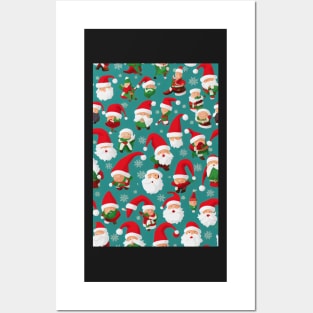 Christmas Seamless Pattern, Santa and Christmas Gnomes #10 Posters and Art